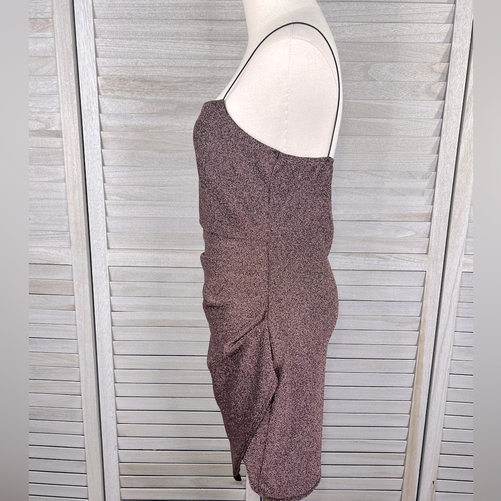 WINDSOR Glitter Girl Bodycon Slip Dress Mauve/Black Sparkle-Large - Picture 3 of 4